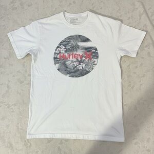 Hurley White and Gray Graphic Tee
